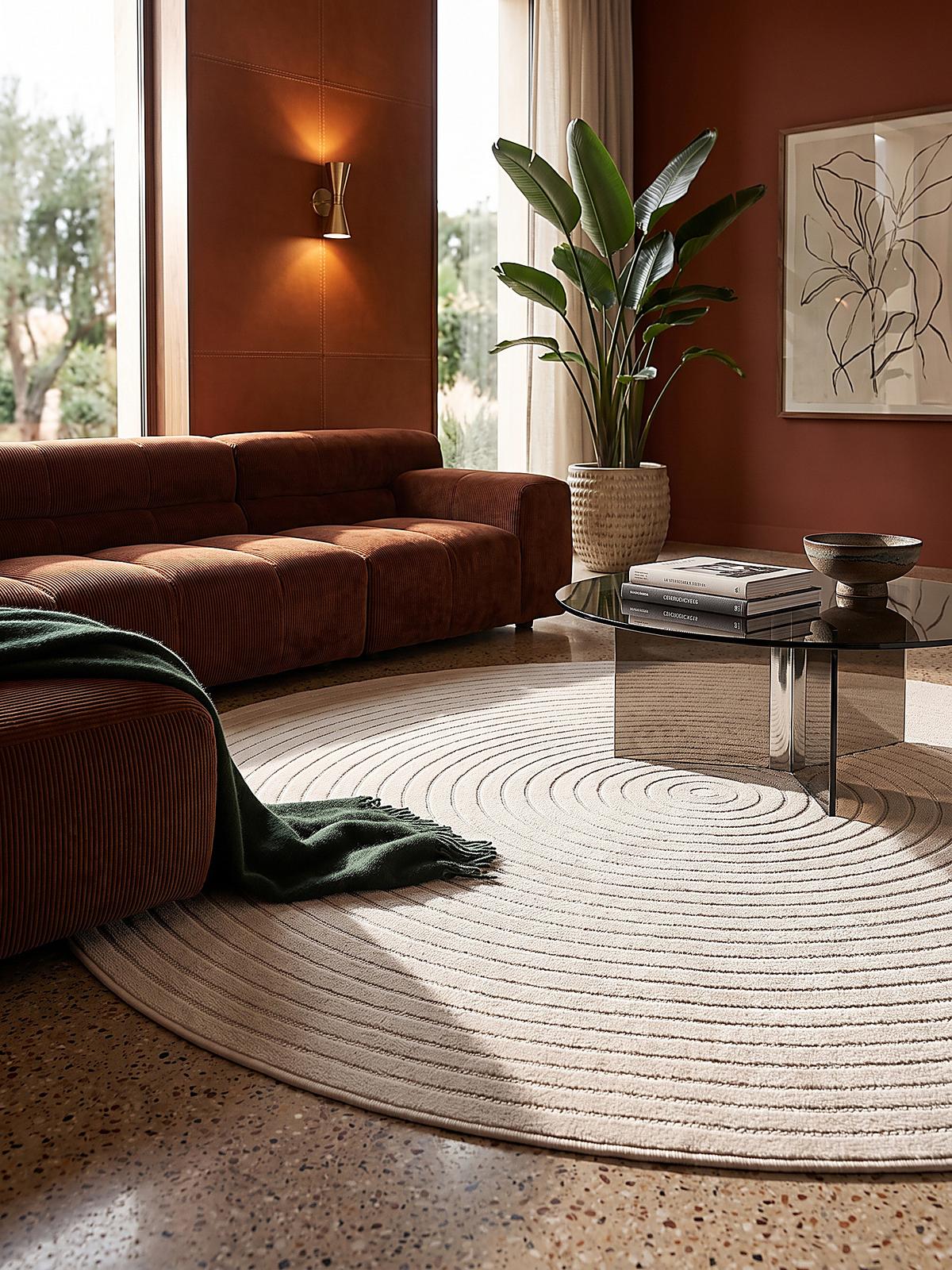 TEPPICH Outdoor Abstrakt MEZEN Polypropylen Beige 120 x 120 cm - Creme, Textil (120/120cm) - KADIMA DESIGN