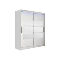 SCHWEBETÜRENSCHRANK Westa VII, mit RGB LED Beleuchtung - Silberfarben/Weiß, Holzwerkstoff/Metall (150/200/58cm) - MIRJAN24