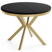 ESSTISCH Dina runder ausziehbarer, Schwarz 120-200/100/76 cm - Goldfarben/Schwarz, Holzwerkstoff/Metall (120/200/76cm) - WFL GROUP