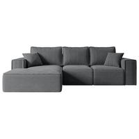 ECKSOFA mit Schlaffunktion und Bettkasten SERRA-L-S - 266x161x87 cm Duneklgrau Cord - Dunkelgrau/Schwarz, Holzwerkstoff/Kunststoff (266/161cm) - ALTDECOR