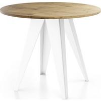 ESSTISCH Griffin runder ausziehbarer, Lancelot Eiche 100-140/100/76 cm - Eichefarben/Weiß, Holzwerkstoff/Metall (100/140/76cm) - WFL GROUP