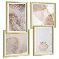 BILDER SET 4er Set - 50x50 cm & 40x60 cm Goldrahmen - Designabstraktion, Naturinspiration - Goldfarben, Kunststoff (50/50cm) - TULUP