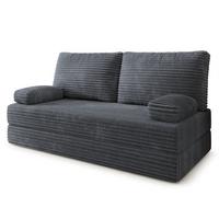 BETTSOFA SILAR aus Schaumstoff Kordstoff Grau Schlaffunktion - Dunkelgrau, Textil (170/86/80cm) - MASSENO