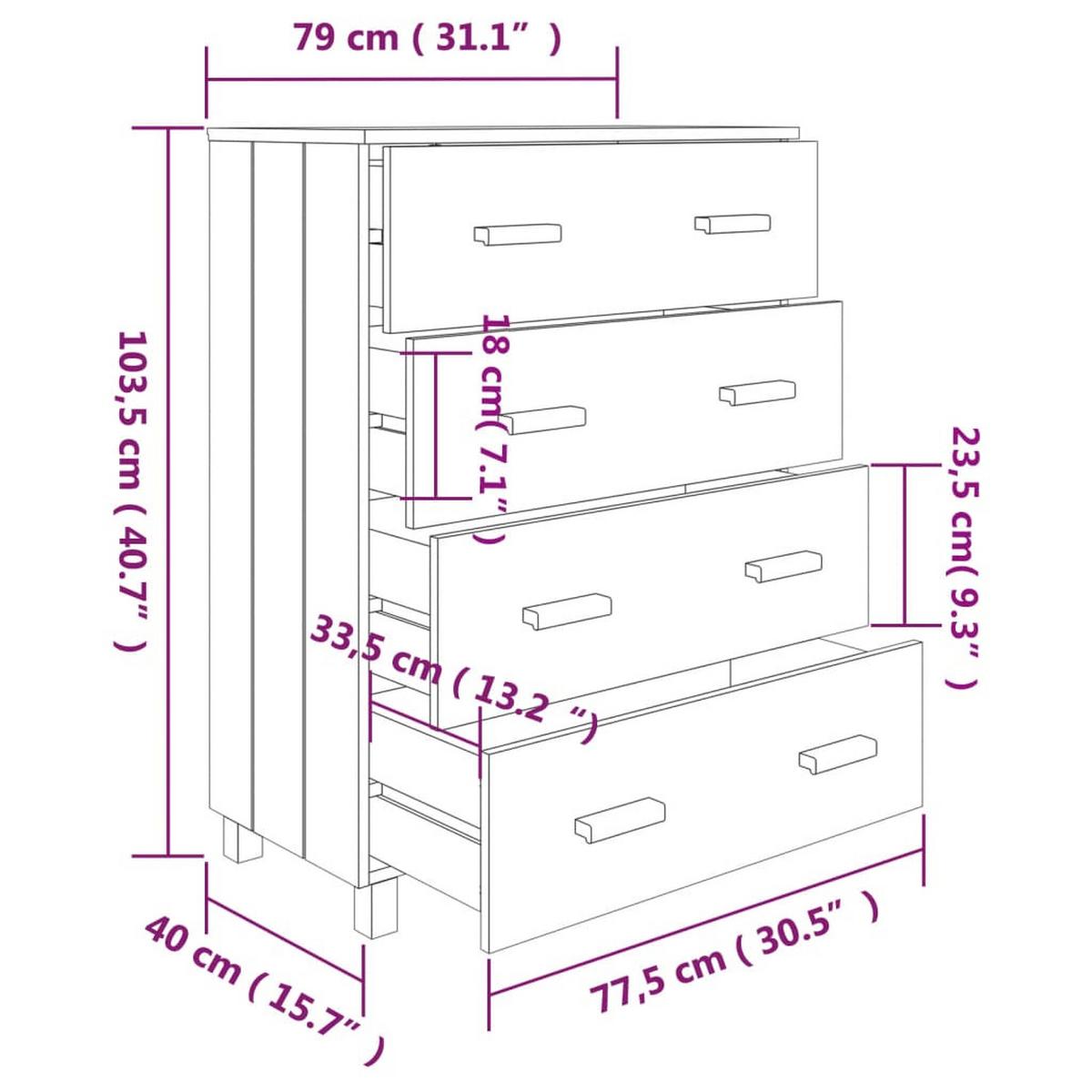 KOMMODE Jensen 79/40/103.5 cm - Weiß, Holzwerkstoff (79/103.5/40cm) - Nettlife