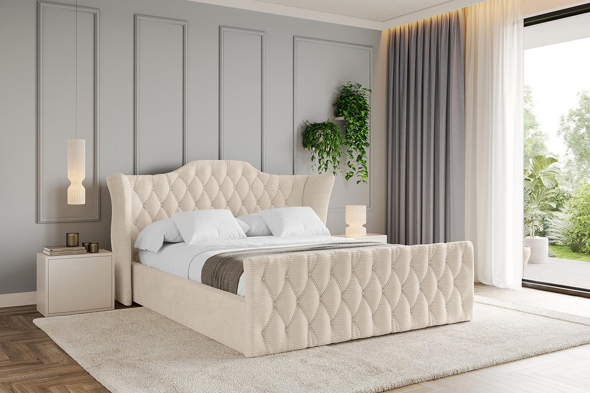 POLSTERBETT mit Bettkasten, Fußteil und Lattenrost, Boxbett mit Matratze H3/H4 - ZORAN-Z 120x200 Beige - Creme, Holzwerkstoff/Textil (120/200cm) - ALTDECOR