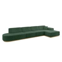 ECKSOFA Ottomane Rechts IREA-L3-v2 - 412x165x80 cm Grün - Currygelb, Holzwerkstoff/Textil (412/165cm) - ALTDECOR