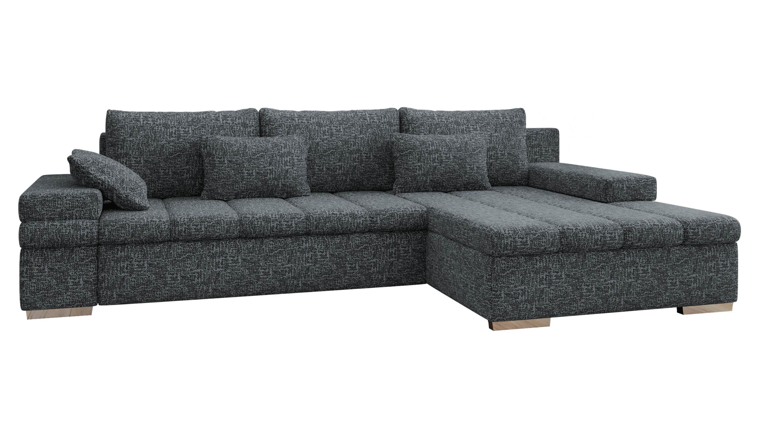 ECKSOFA Bangkok, Seite: Rechts - Greige/Silberfarben, Holz/Textil (310/175cm) - MIRJAN24