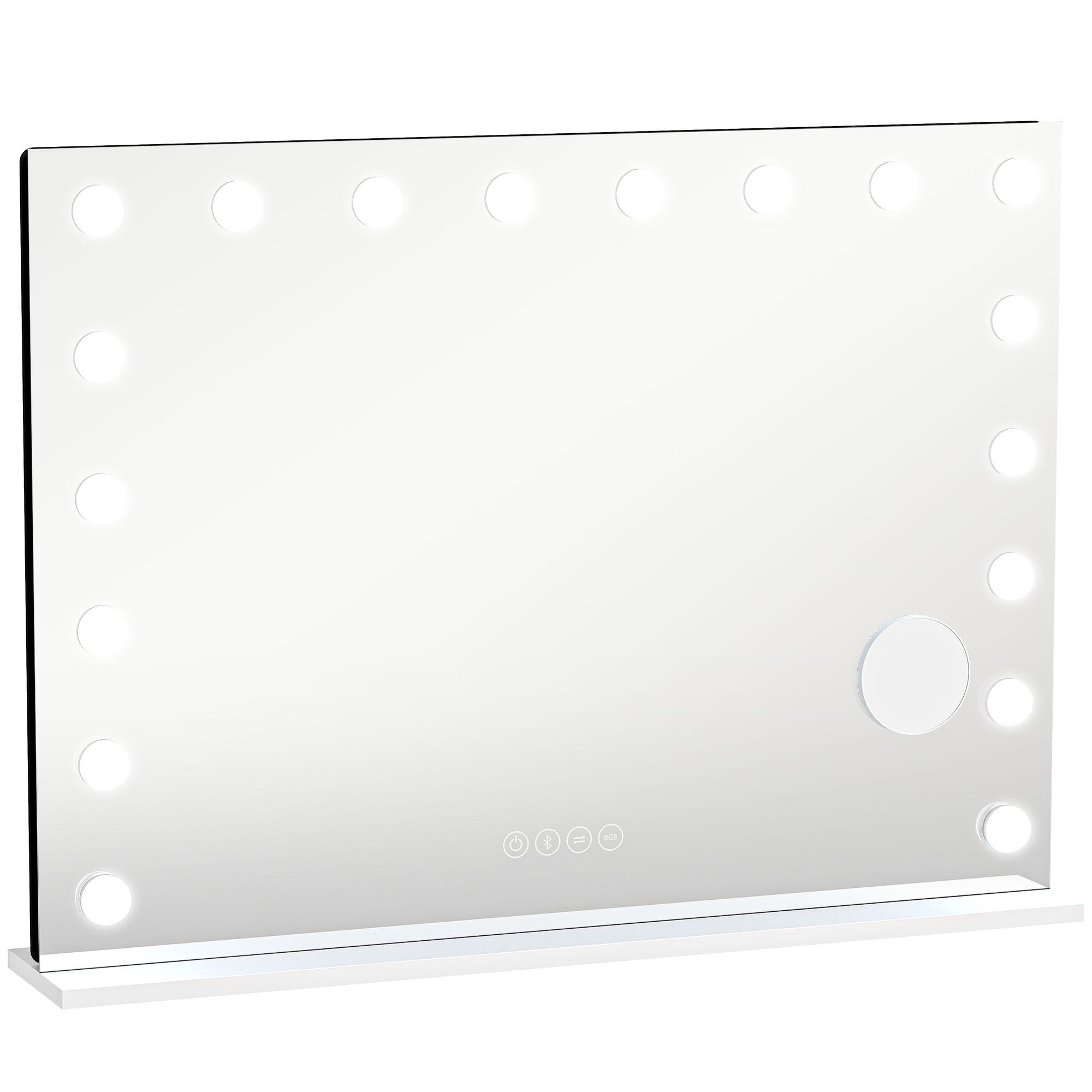 HOLLYWOOD-SPIEGEL Glas Weiß - Weiß, Glas (80/60/14cm) - HOMCOM