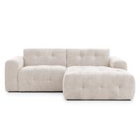 ECKSOFA mit Ottomane rechts, raffinierten Steppungen, Wellenunterfederung, B234/T161/H79 cm, Chenille-Bezug in Beige / 21035 - Beige/Schwarz, Kunststoff/Textil (234/79/161cm) - luma-home