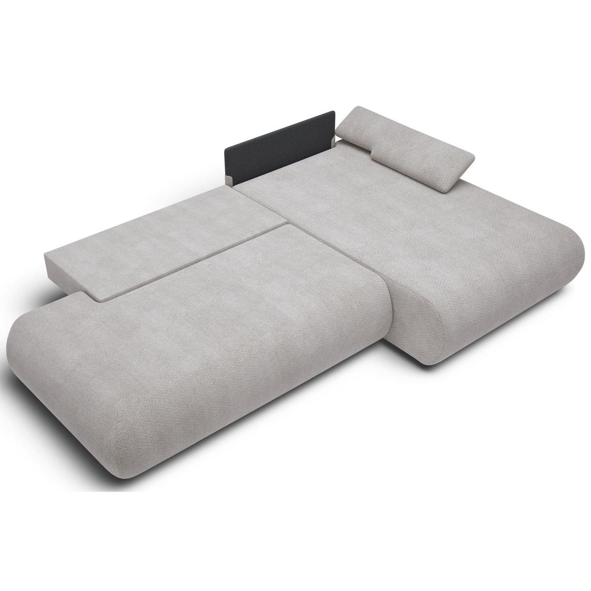 ECKSOFA Armone Hellgrau Chenille - Hellgrau/Schwarz, Kunststoff/Textil (173.5/286cm) - Selsey