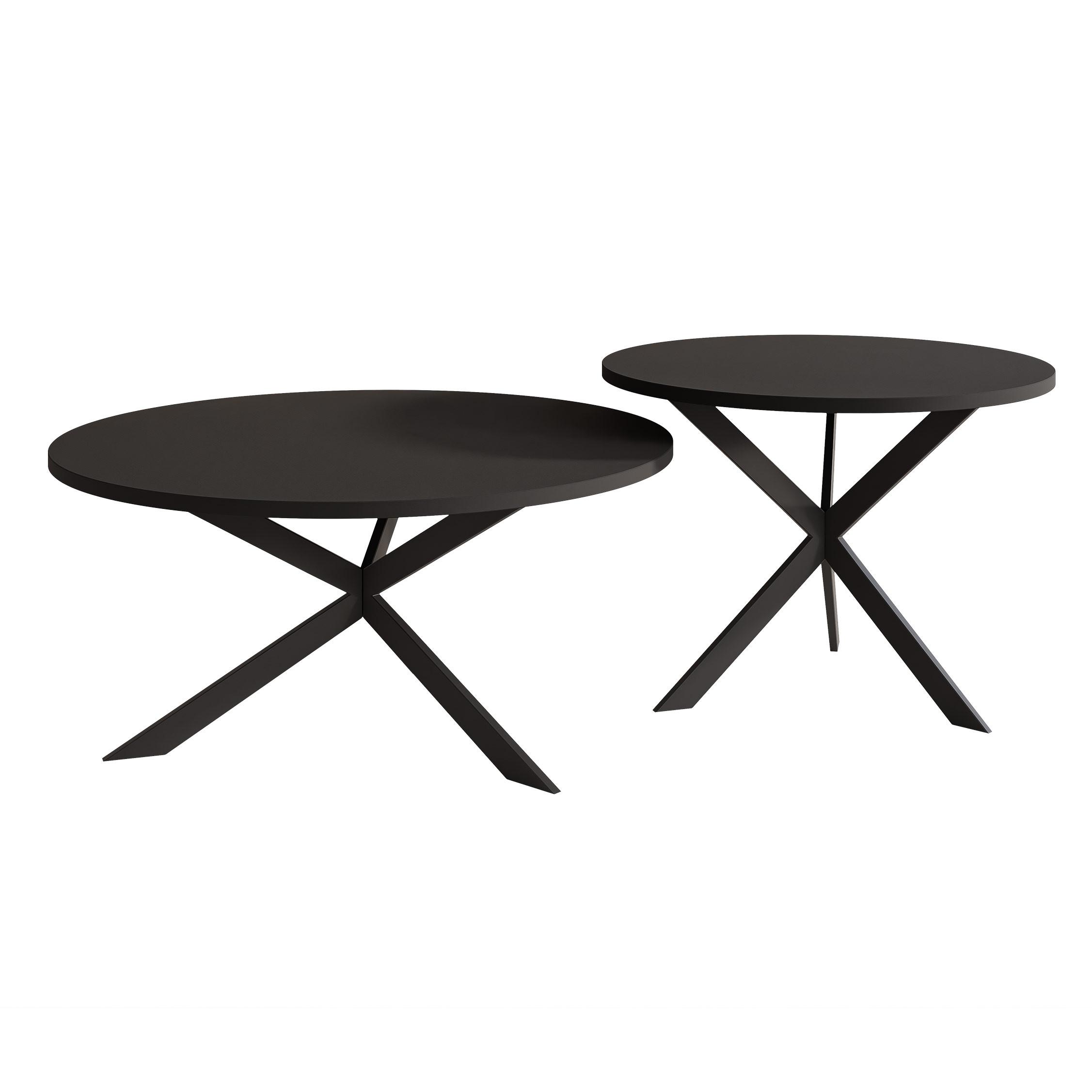COUCHTISCH rund auf MDF, Schwarz - Schwarz, Holzwerkstoff (75/75/36cm) - Idohome