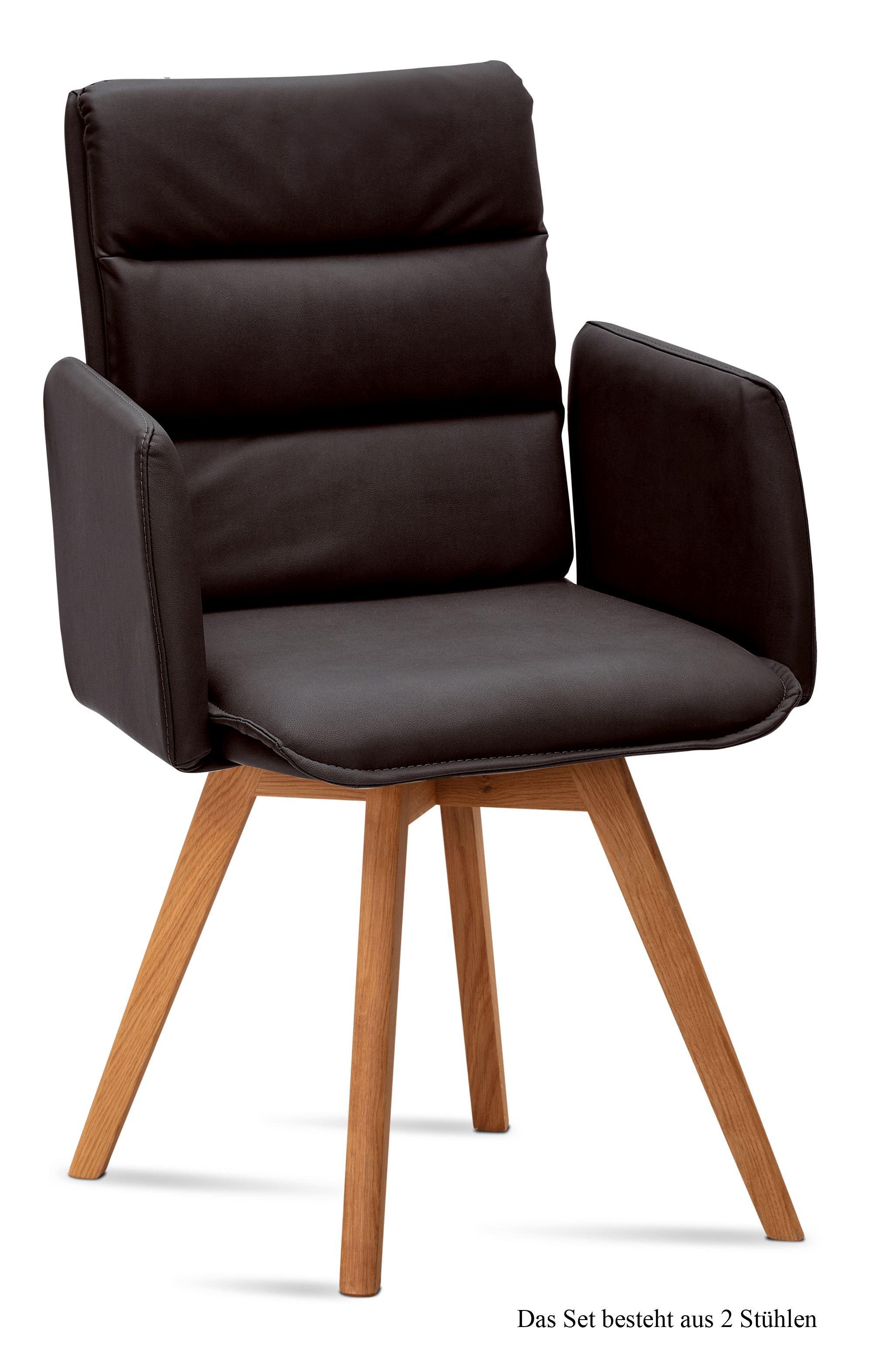 ARMLEHNSTUHL (2er-Set) Dodie 52x92x60 Eiche geölt/Espresso - Eichefarben/Dunkelbraun, Kunststoff (60/92/52cm) - 58aufmkessel