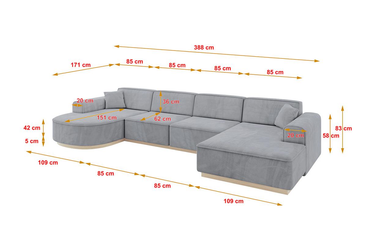 WOHNLANDSCHAFT ARRIO-U2 303x171x83 cm Titanfarben - Titanfarben, Holzwerkstoff/Textil (388/83/171cm) - ALTDECOR
