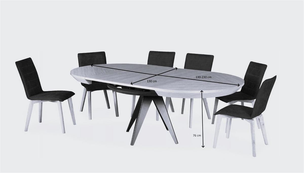 ESSTISCH GLOBO Ausziehbar 130 - 230 / 130 x 76 cm - Schwarz/Weiß, Holz (130/130/76cm) - MASSENO