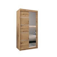 SCHWEBETÜRENSCHRANK 200/100/62 2-türig - Silberfarben/Eiche Artisan, Holz/Kunststoff (100/200/62cm) - MÖBEL KRYSPOL