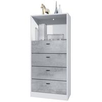 KOMMODE Pino Fronten in Beton Oxid Optik - Hellgrau, Holzwerkstoff (56/125/36cm) - Vladon