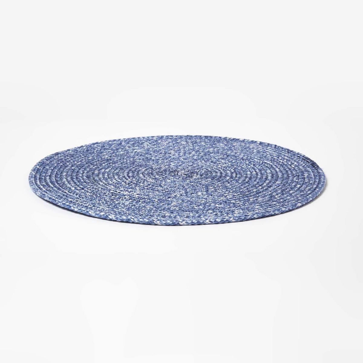 TISCHSET blau im 4er-Set, Platzsets rund geflochten, 40 cm - Blau, Textil (40/40cm) - Homescapes
