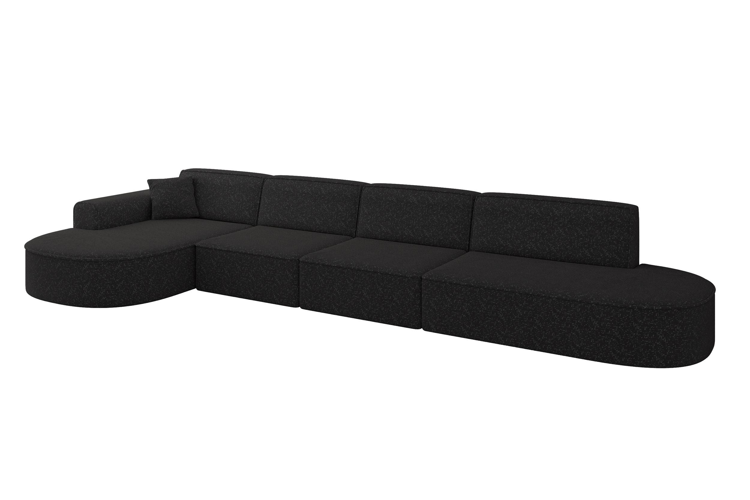 ECKSOFA Ottomane Links MARI-L3 - 413x171x79 cm Schwarz Tissu - Schwarz, Holzwerkstoff/Kunststoff (413/171cm) - ALTDECOR