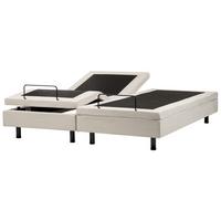 POLSTERBETT Verstellbar 180/200 cm Hellbeige Duke II - Beige/Schwarz, Textil (180/200cm) - Beliani