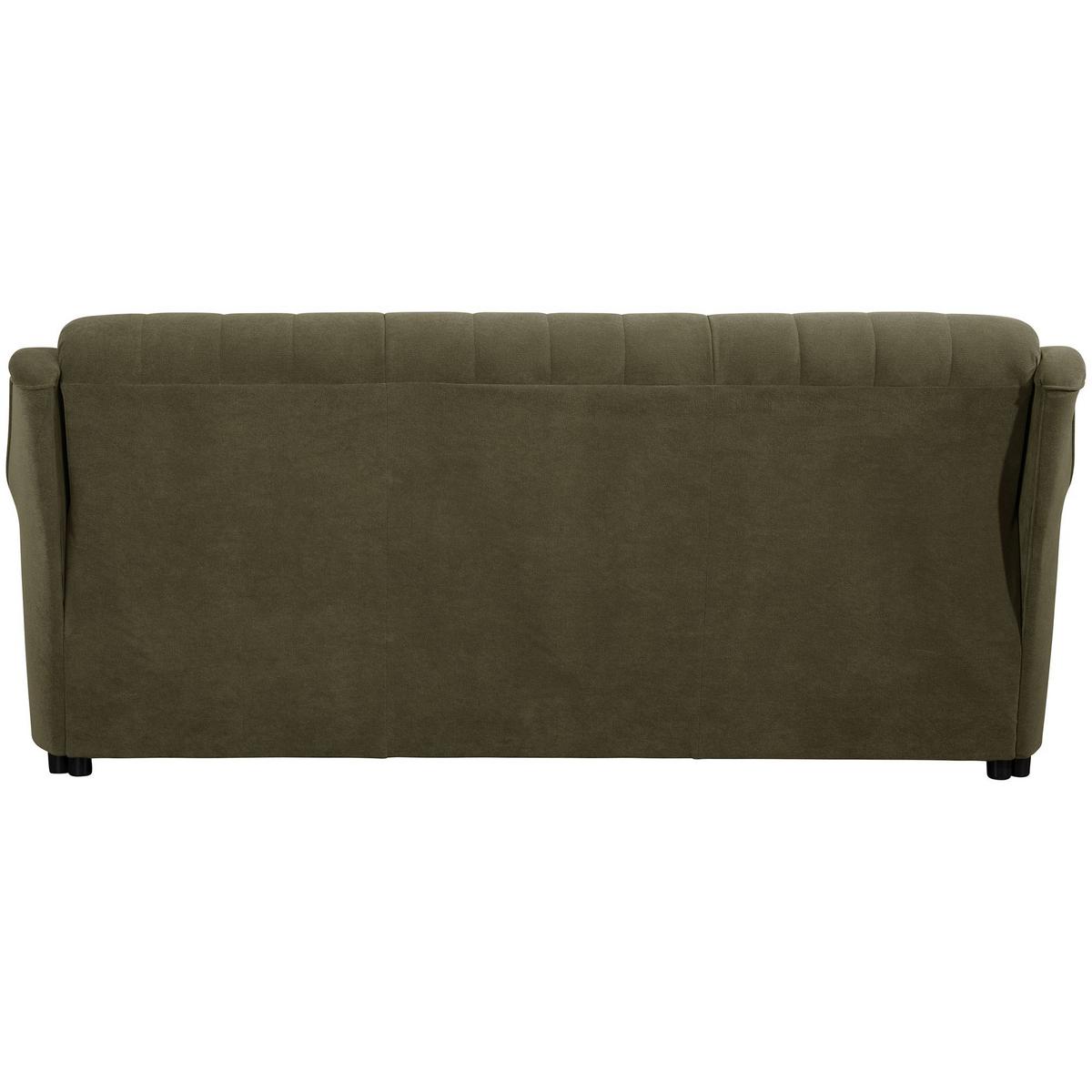SOFA 3-Sitzer mit Bettfunktion Kaylyn Flockstoff grün - Grün, Kunststoff (83/89/207cm) - 58aufmkessel