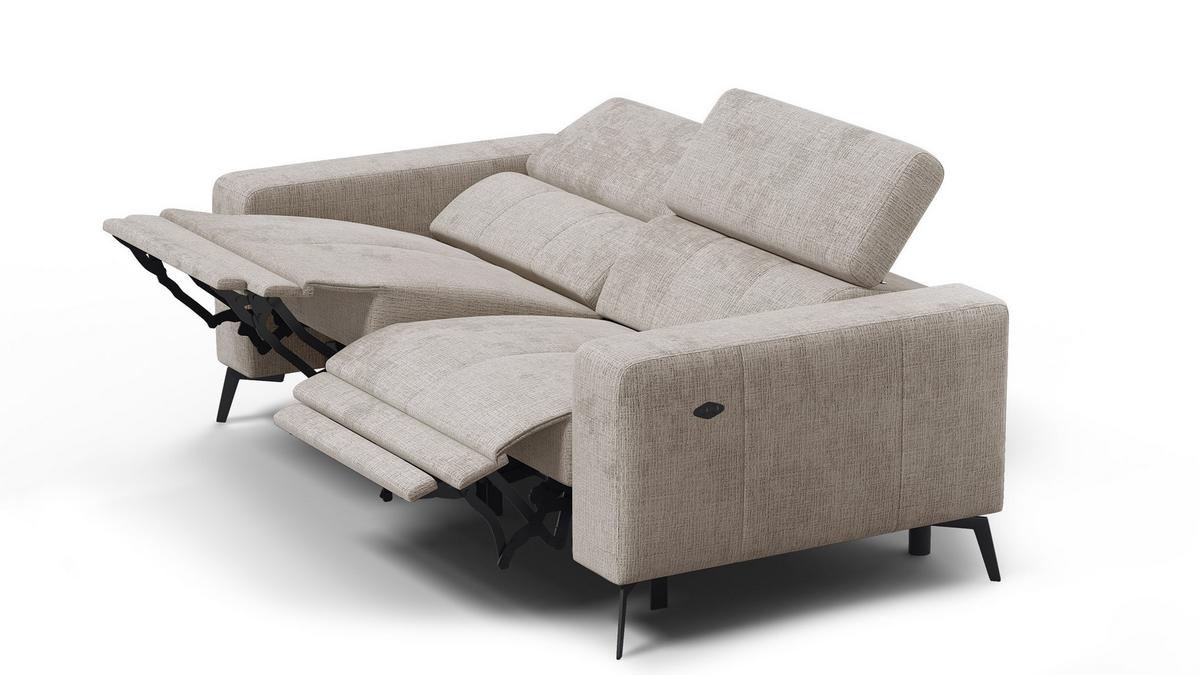 RELAXSOFA MORELLO 3-Sitzer, beige, 2 x Relax Zero Gravity - Beige, Holz/Textil (206/82/103cm) - Wozimo