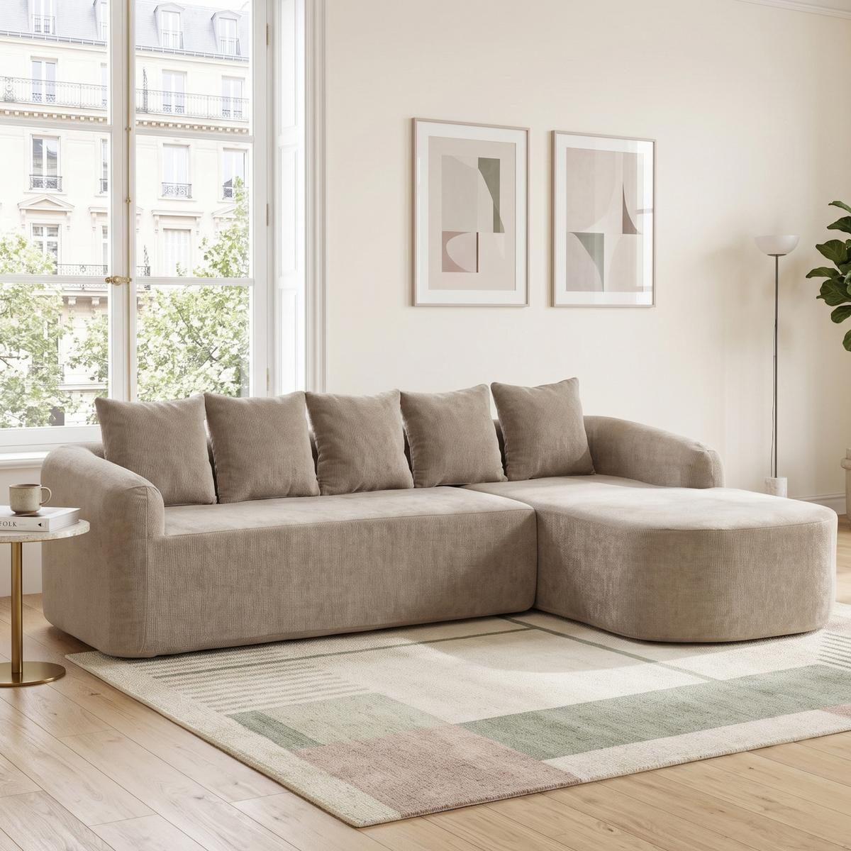 ECKSOFA 270cm L-Form Grau 3-Sitzer ohne Montage - Grau, Textil (270/172cm) - Urban Meuble
