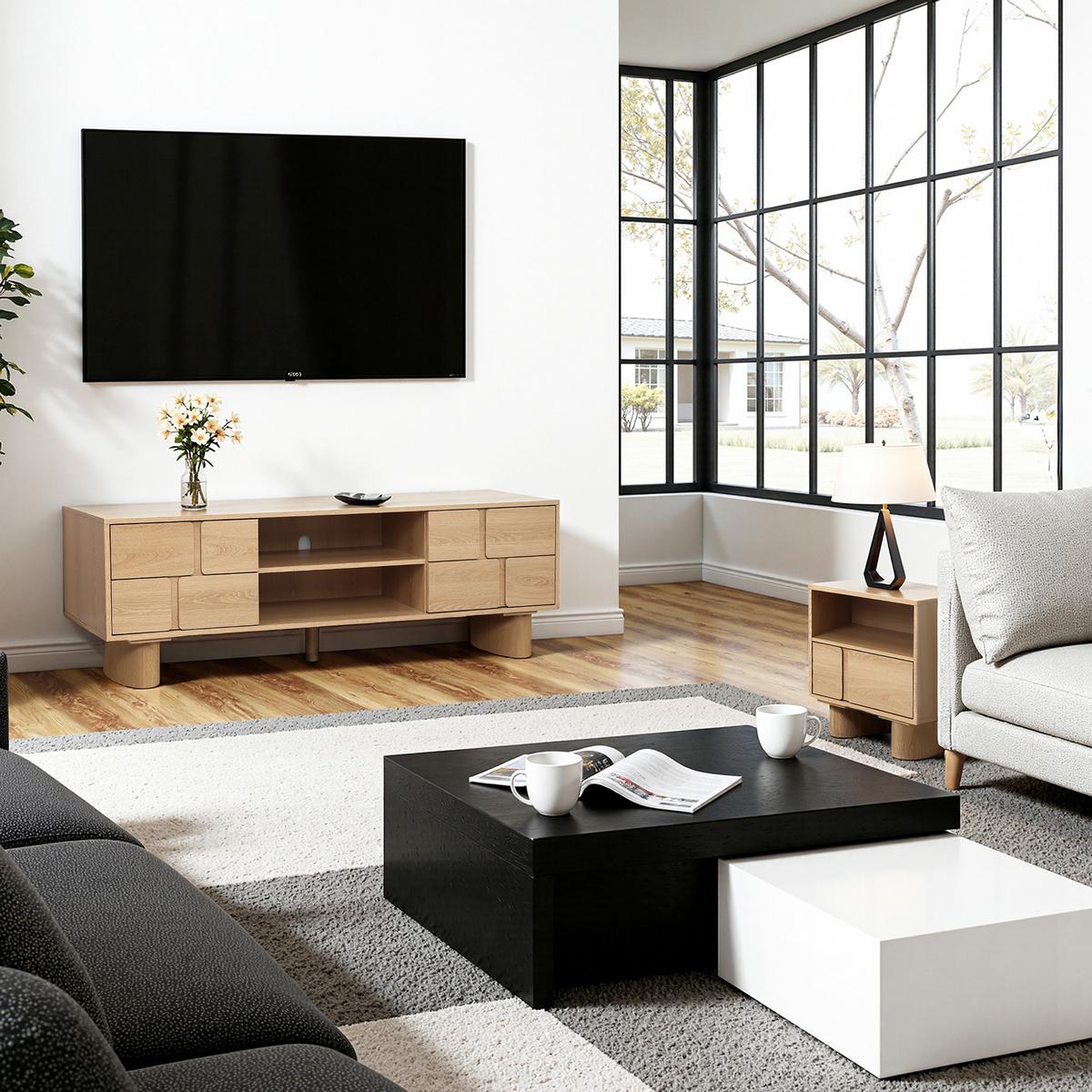 TV Lowboard, Holzwerkstoff | B160 x T39 x H45 cm - Eichefarben, Holzwerkstoff (160/45/39cm) - Hometopia