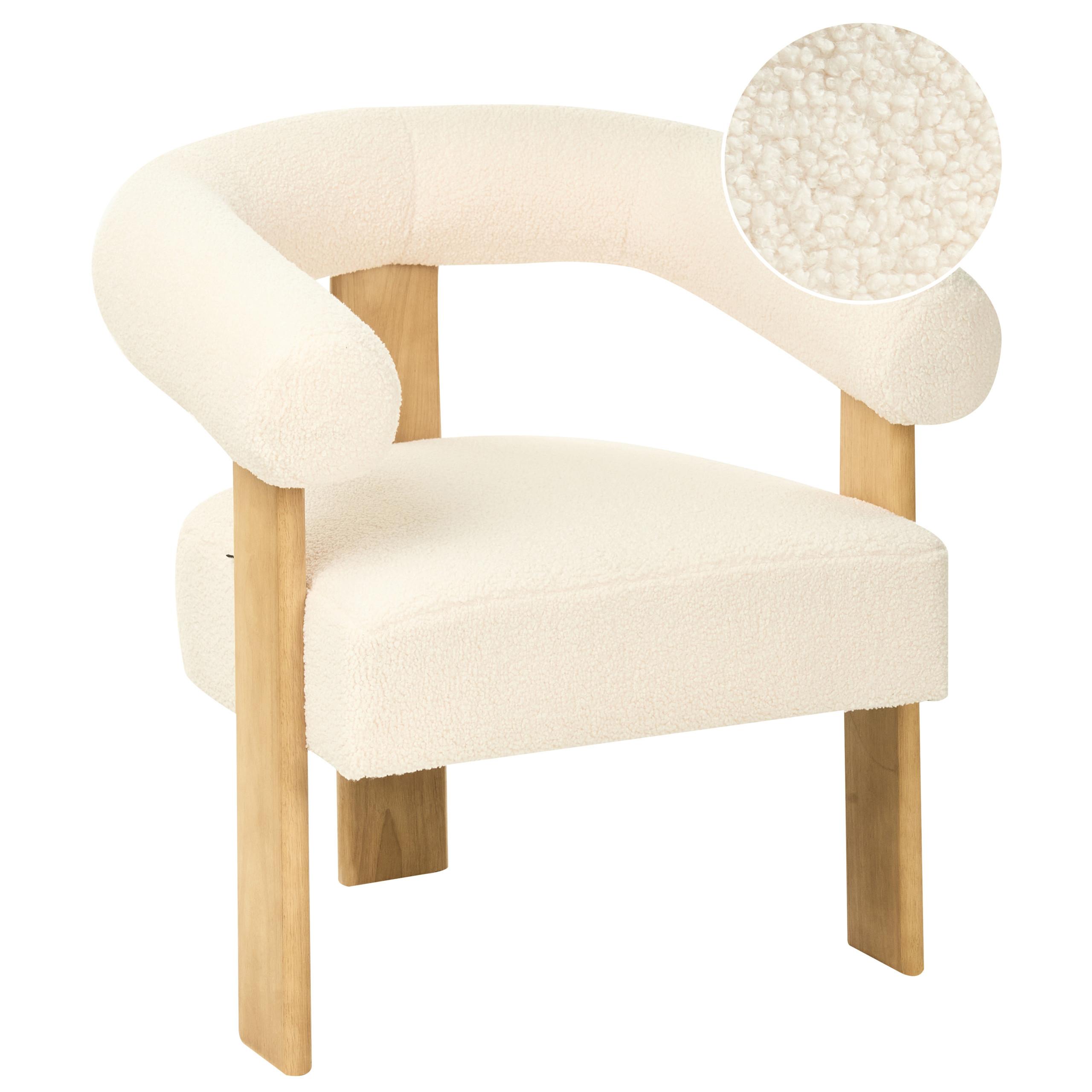 SESSEL Bouclé Cremeweiß/Hellbraun Ilbro - Weiß, Textil (77/76/68cm) - Beliani