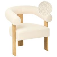 SESSEL Bouclé Cremeweiß/Hellbraun Ilbro - Weiß, Textil (77/76/68cm) - Beliani