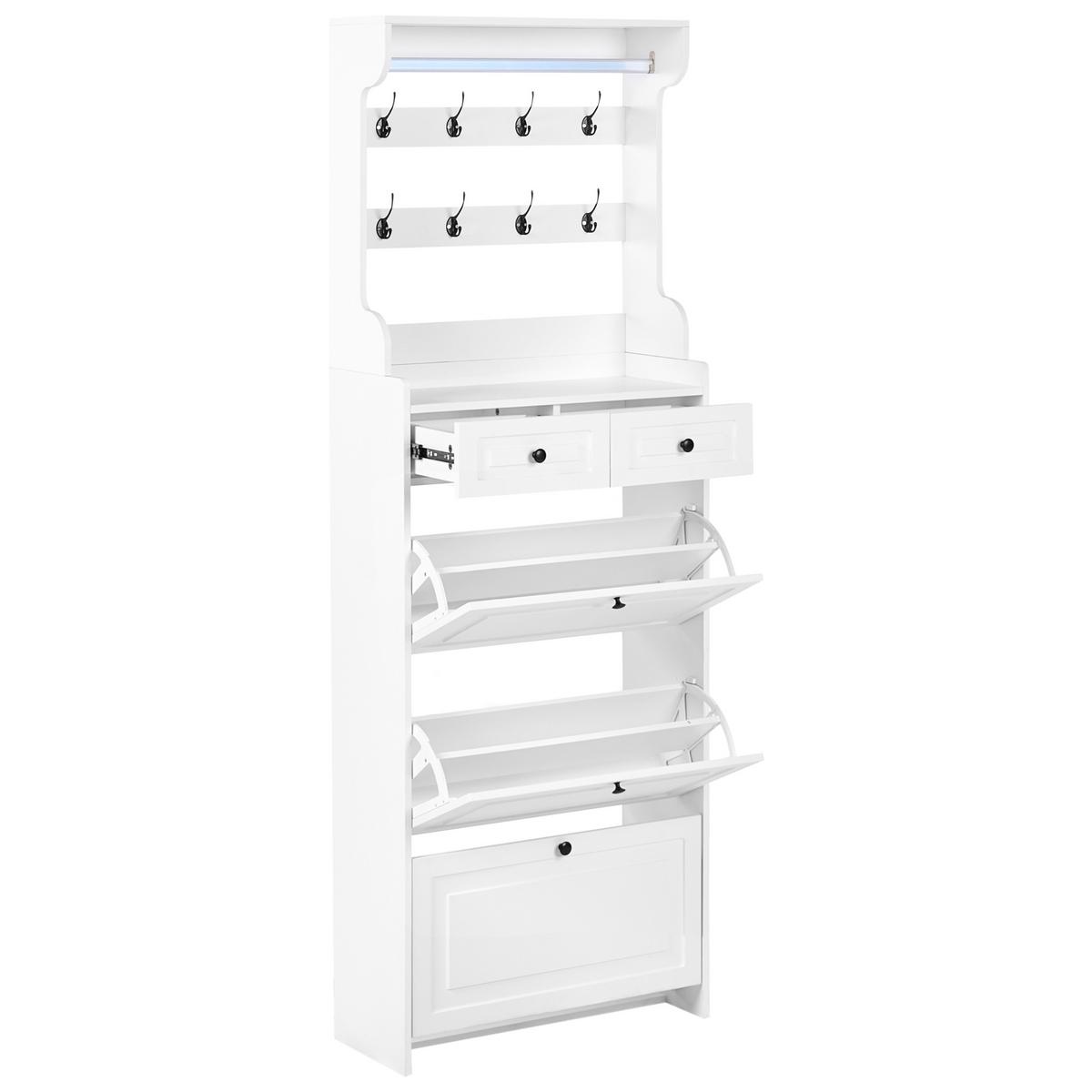 SCHUHSCHRANK Weiß Dalhousie - Weiß, Holzwerkstoff (70/200/30cm) - Beliani