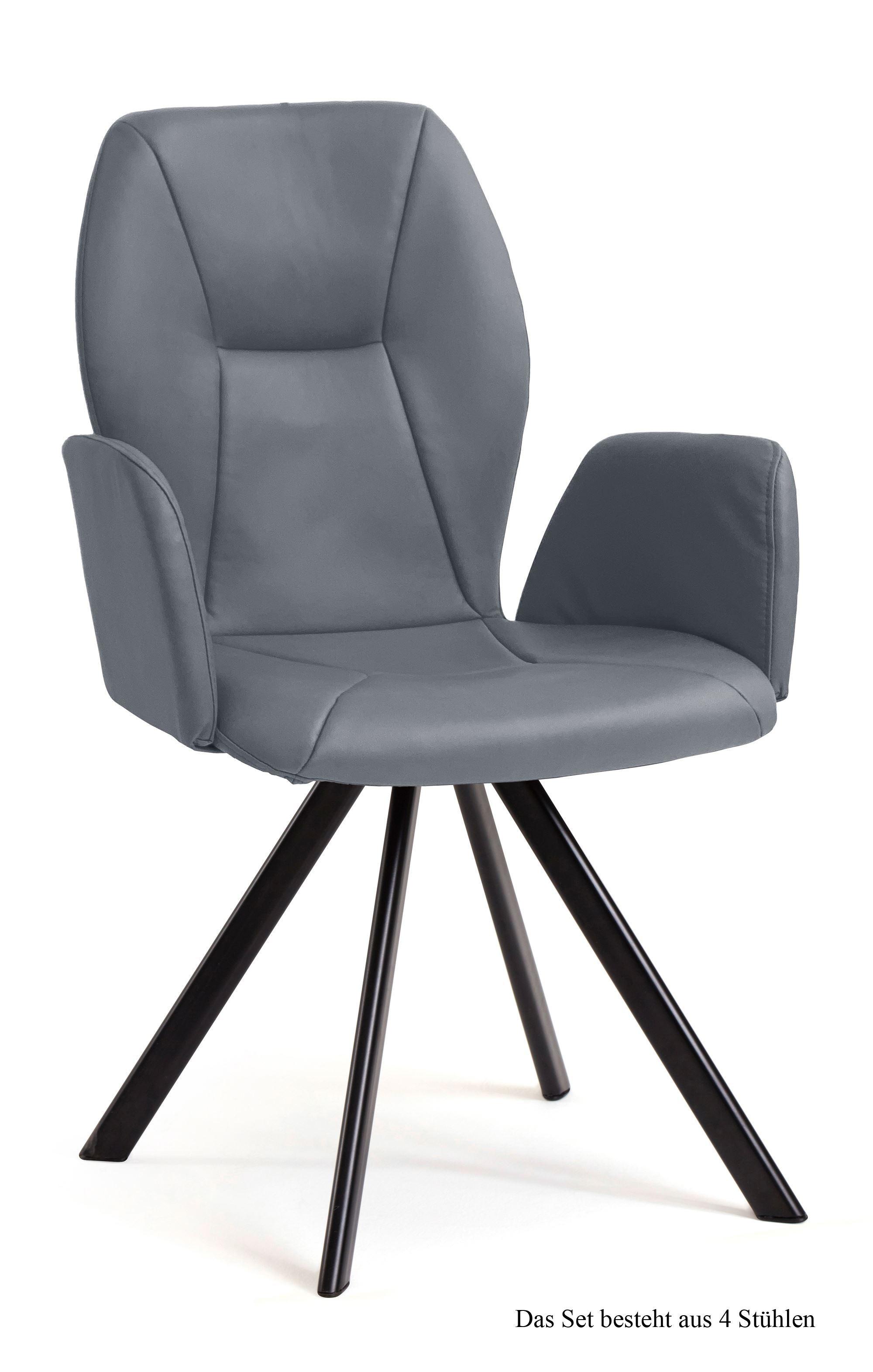 ARMLEHNSTUHL drehbar (4er-Set) Diane 58x92x60 Schwarz/Grau - Schwarz/Grau, Kunststoff (60/92/58cm) - 58aufmkessel