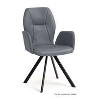 ARMLEHNSTUHL drehbar (4er-Set) Diane 58x92x60 Schwarz/Grau - Schwarz/Grau, Kunststoff (60/92/58cm) - 58aufmkessel