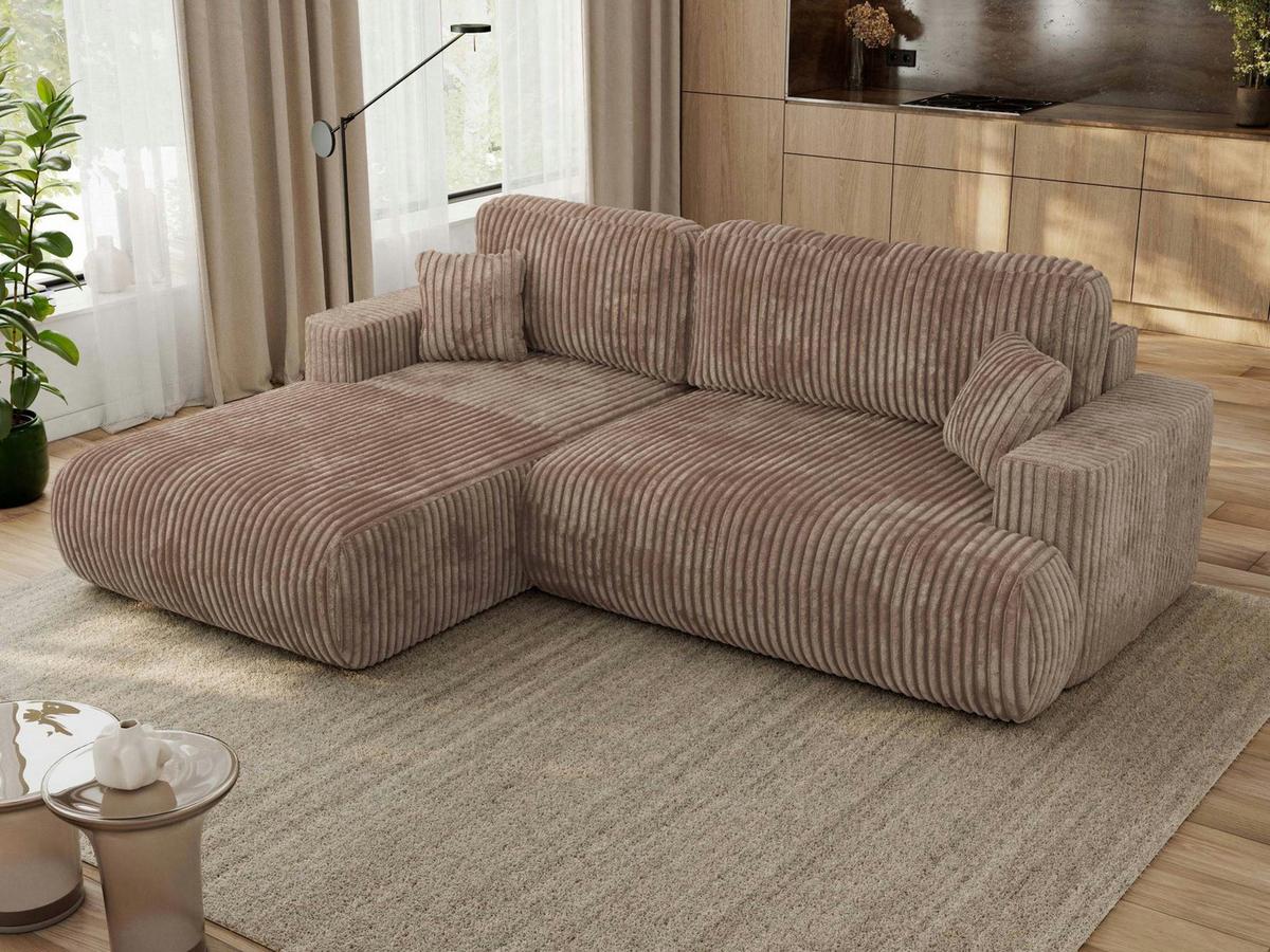 ECKSOFA OVO L Braun Cord - Links Seite - Schwarz/Braun, Kunststoff/Textil (271/195cm) - MKS