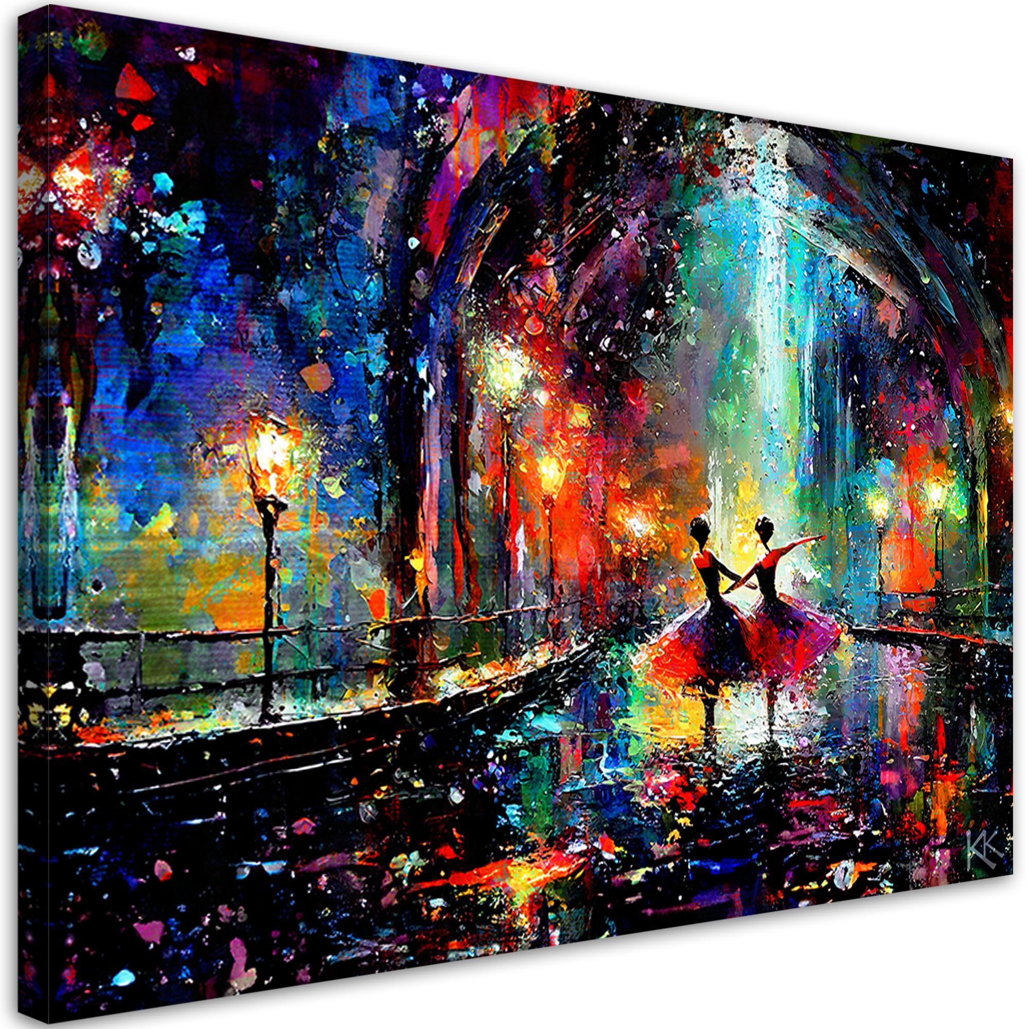LEINWANDBILD Ballerinas Musik Tanz 120x80cm - Multicolor, Textil (120/80cm) - Feeby