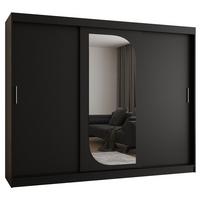 SCHIEBETÜRENSCHRANK mit Spiegel LUCY 200/250/62 3-türig - Silberfarben/Schwarz, Holz (250/200/62cm) - MÖBEL KRYSPOL