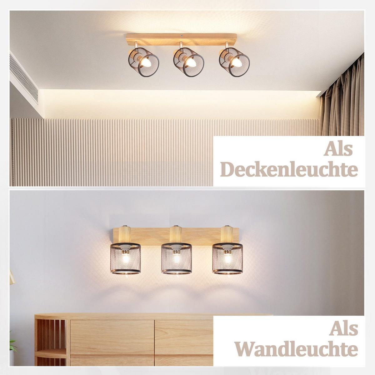 DECKENSTRAHLER Gisela 3-flammig 42/10/14 cm - Schwarz, Metall (42/10/14cm) - Nettlife