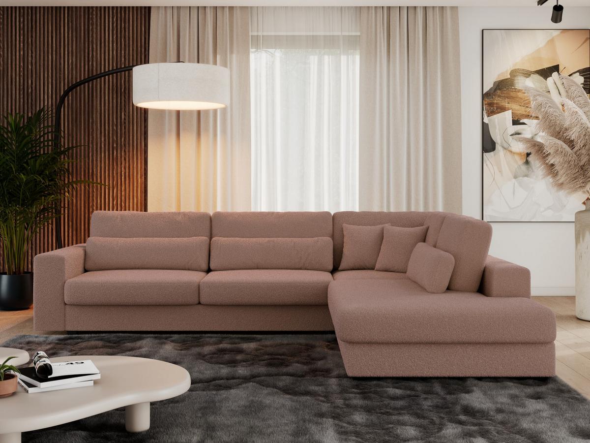 ECKSOFA Savona Rosa Boucle - rechts - Schwarz/Rosa, Kunststoff/Textil (249/316cm) - MKS