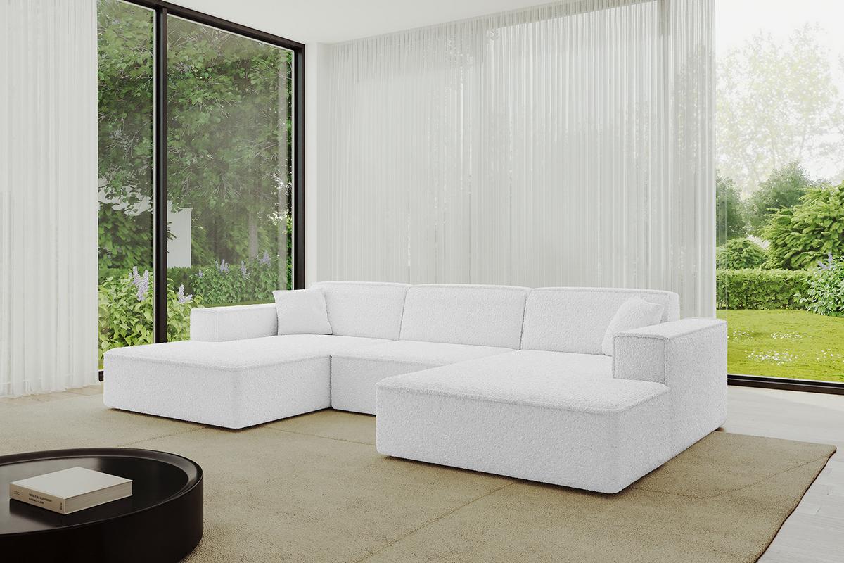 WOHNLANDSCHAFT IREA-U1-v4 - 301x165x77 cm Weiß - Weiß, Holzwerkstoff/Textil (301/77/165cm) - ALTDECOR