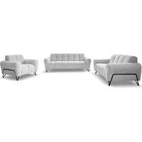 SITZGARNITUR Volare Sofas+Sessel, ohne Schlaffunktion, Hellgrau - Hellgrau/Schwarz, Textil/Metall (220/83/98cm) - Beautysofa