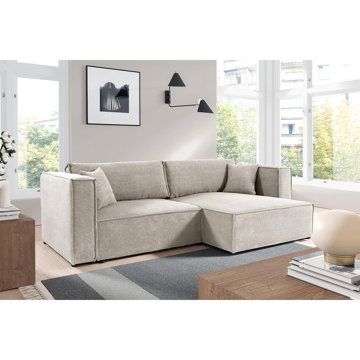 SOFA Jimmy 3 Sitzplätze Weiß-Beige - Weiß, Holz (245/77/148cm) - Petits-meubles