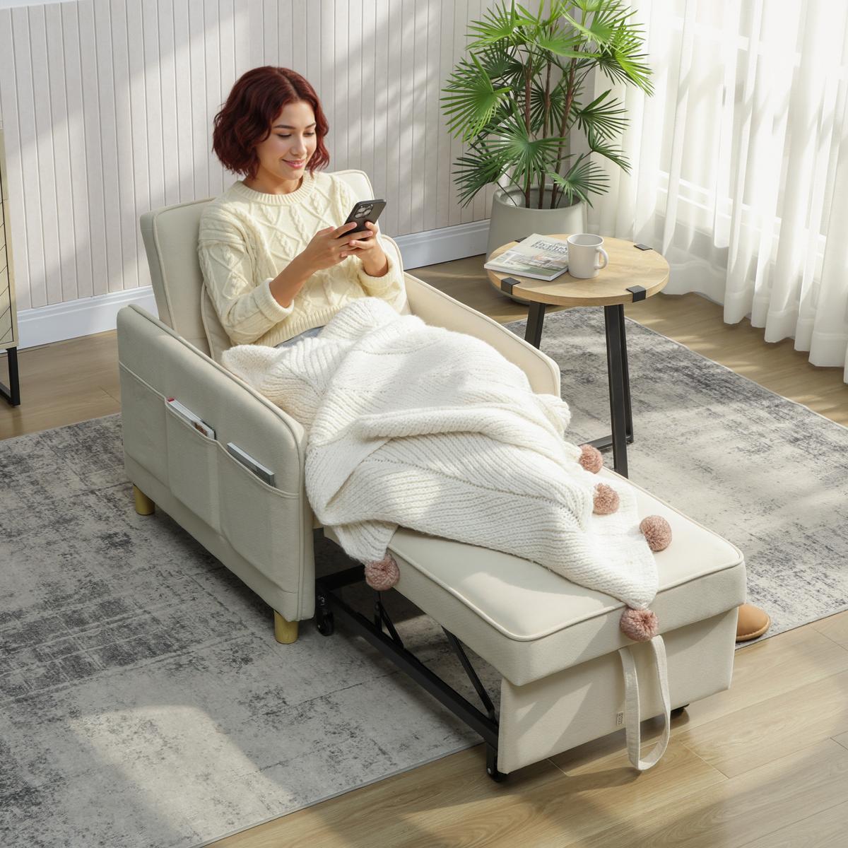 SCHLAFSESSEL Polyester Beige - Beige, Kunststoff/Textil (74/82/85.5cm) - HOMCOM