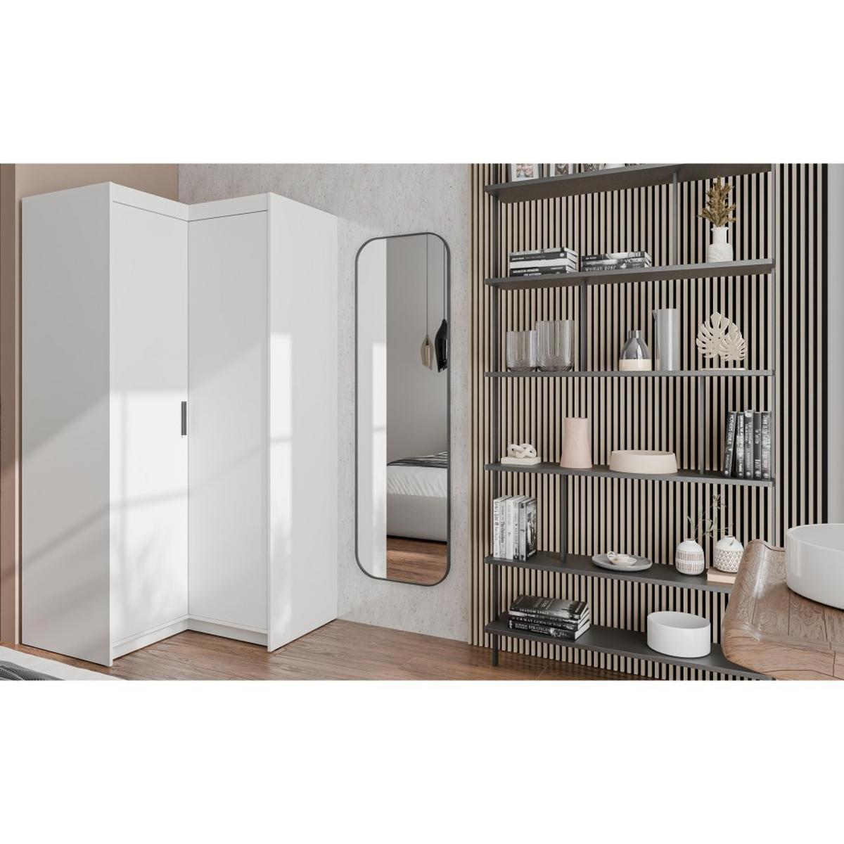 ECKSCHRANK Elena mit 2 Türen, 95x95 cm, Weiß - Weiß, Holzwerkstoff (95/190.5/95cm) - Beautysofa