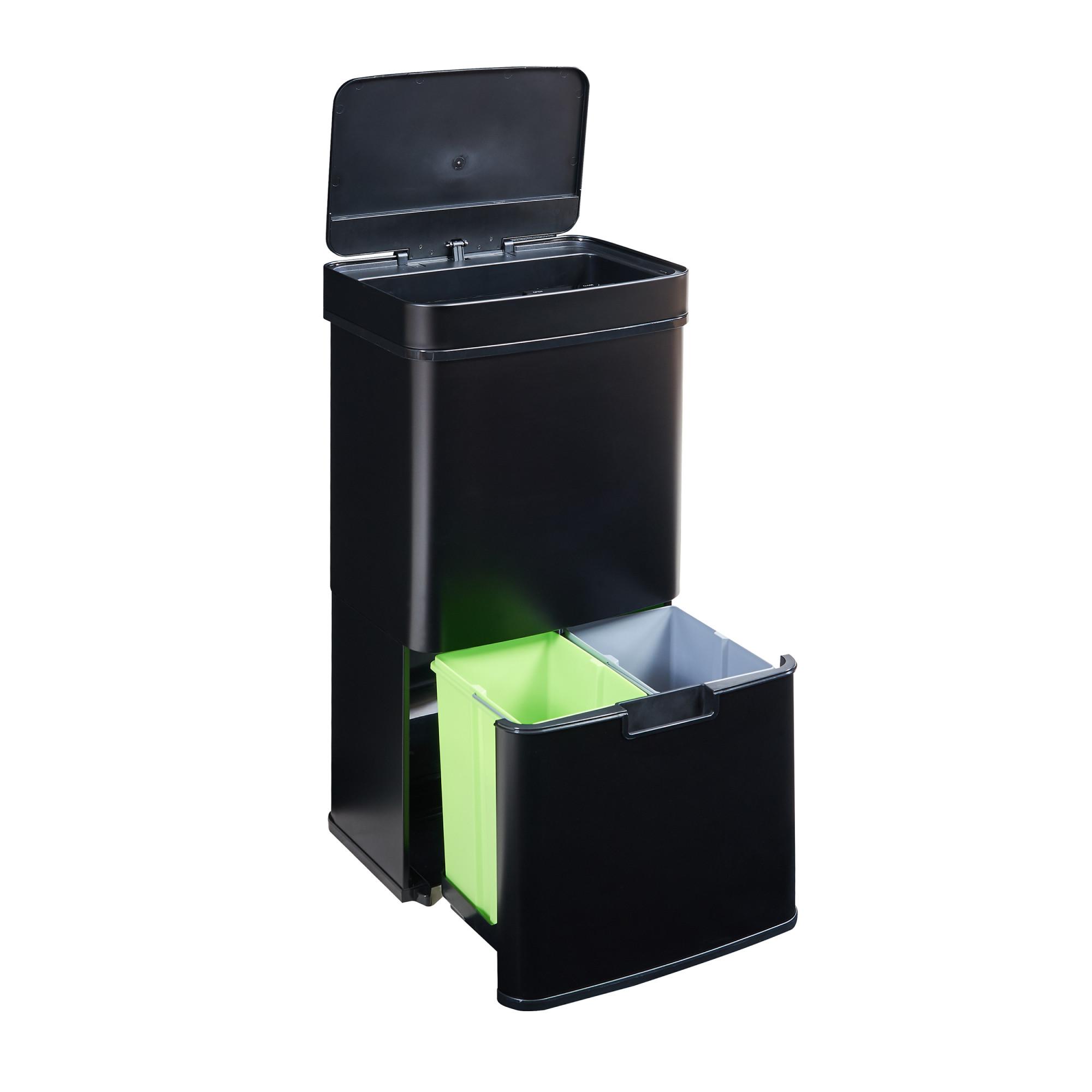 SENSOR MÜLLEIMER Venna - Schwarz, Kunststoff/Metall (31.5/82.5/42cm) - [en.casa]