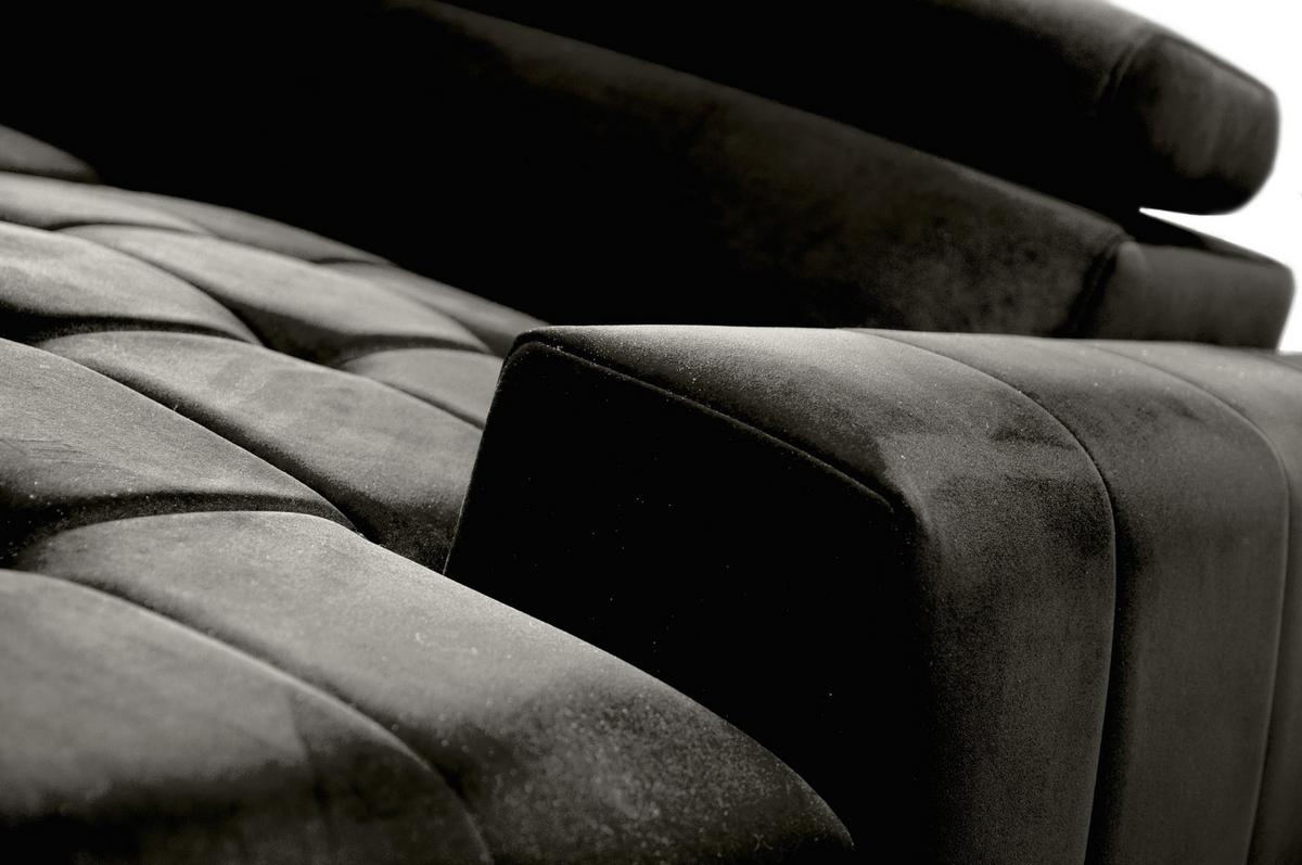 WOHNLANDSCHAFT Arkucio U Schwarz 345/200/95 cm – großes Sofa mit Schlaffunktion R - Schwarz, Textil/Metall (345/95/200cm) - AX Living