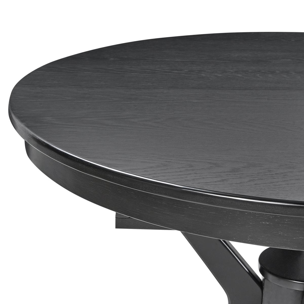 ESSTISCH ausziehbar Schwarze Eiche 107-137/107 cm Tymis - Schwarz, Holzwerkstoff (107/107/76cm) - Beliani