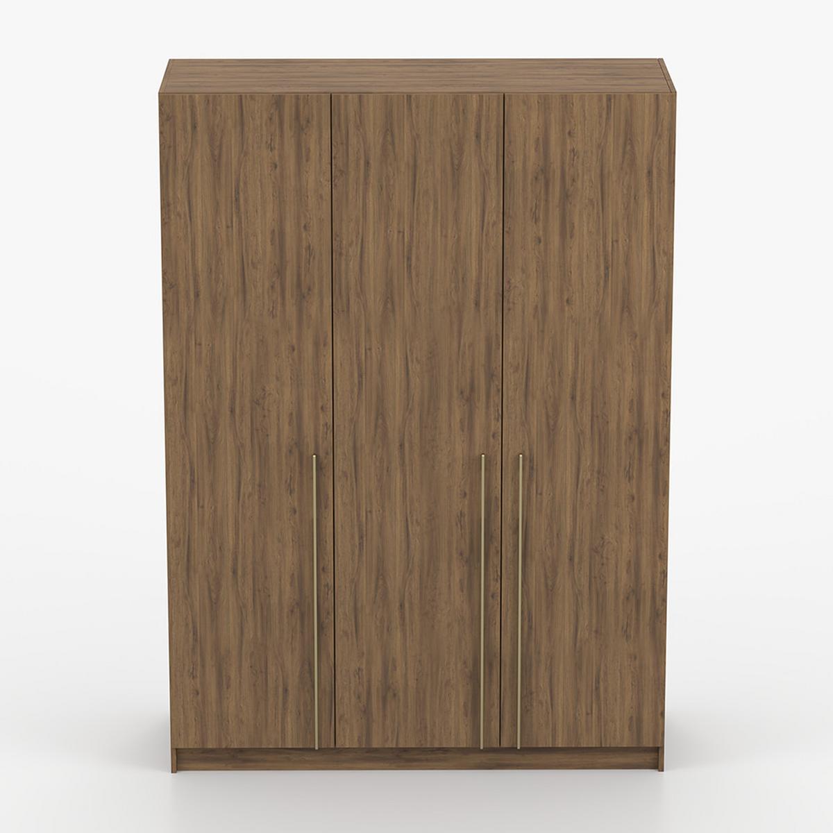 DREHTÜRENSCHRANK ROSA III 3D 150/210/55, 3-türig, Nussbaum - Goldfarben/Nussbaumfarben, Holzwerkstoff (150/210/55cm) - imoebel24