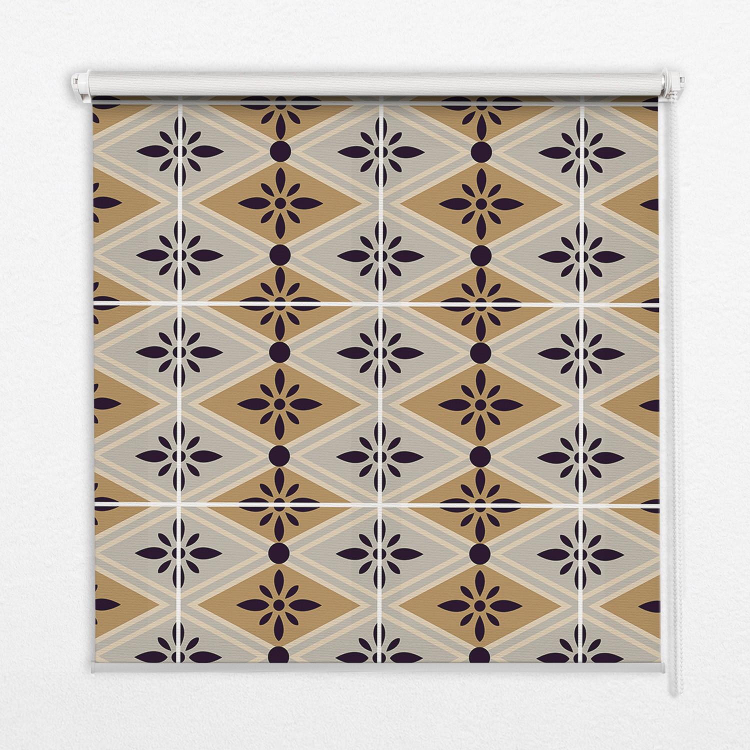 INNENROLLO - Fensterrollo - Rollo - 70x140 cm - Blume in einer Raute - Gelb, Kunststoff (70/140/0.5cm) - TULUP