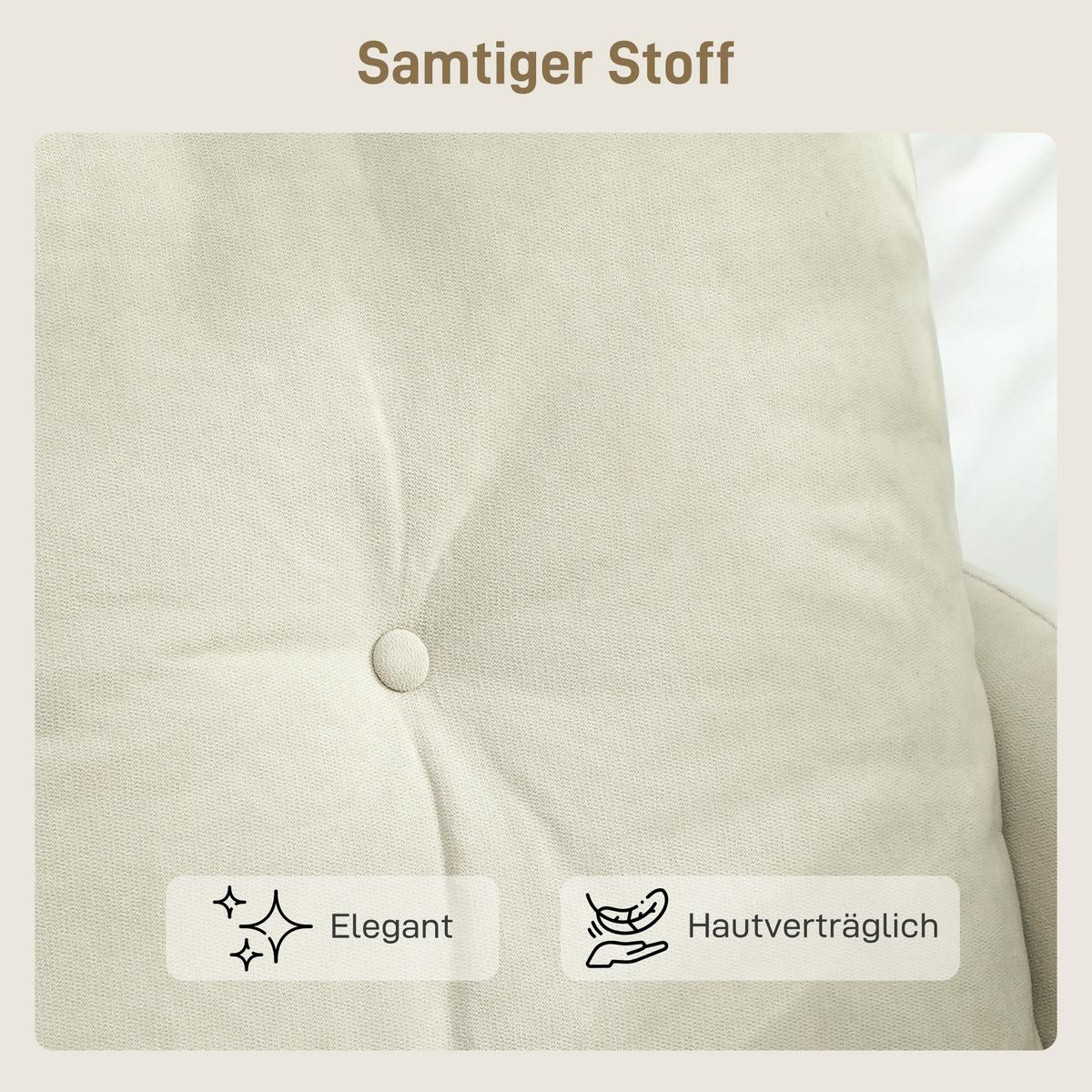 SOFA 2-Sitzer 124 cm Kleine Couch mit Armlehne, Samtoptik, Cremeweiß - Creme, Textil (73/92/124cm) - HOMCOM