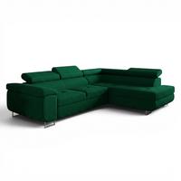 ECKSOFA Jade Mit Schlaffunktion - Dunkelgrün, Holzwerkstoff/Textil (275/202cm) - Fun Möbel
