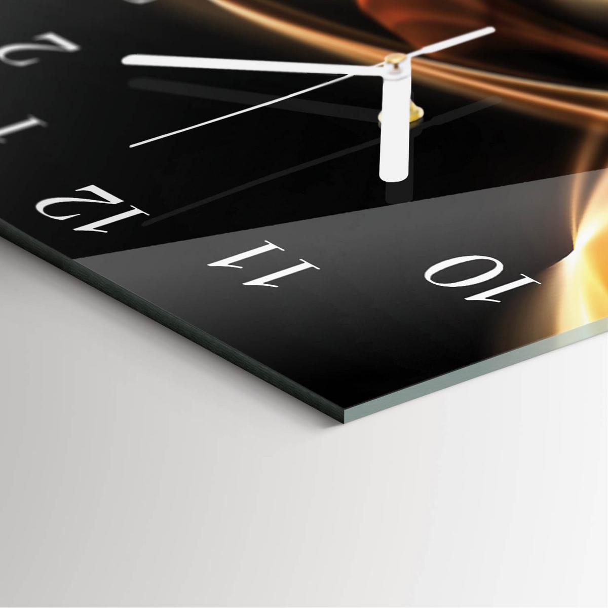 WANDUHR aus Glas 30x30 cm - Abstrakte Linien - Goldfarben, Glas (30/30/0.4cm) - TULUP
